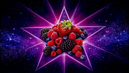 Mixed Berries Glowing at the Core of a Luminous Violet Star