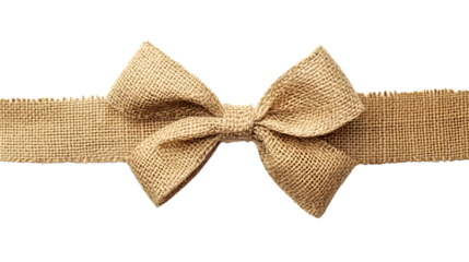 Elegant Burlap Ribbon Bow Isolated on White Background for Creative Projects