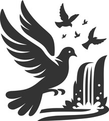 Pigeon bird silhouette vector