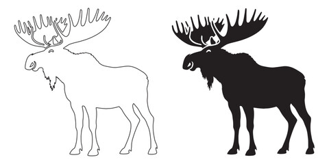 Detailed moose silhouette design – bold and clean vector art for natural branding – moose silhouette – moose vector – moose illustration – moose outline – moose icon – moose line art

