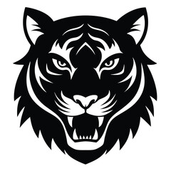 Tiger Head Silhouette – Bold Animal Illustration for Graphic Design and Branding