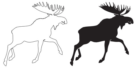 Creative moose outline vector – forest animal graphic for clean and modern aesthetics – moose silhouette – moose vector – moose illustration – moose outline – moose icon – moose line art

