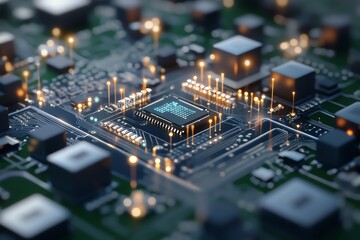 Strategy meeting featuring blockchain asset maps and tech integration planning, corporate innovation, 3D illustration