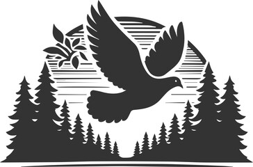 Pigeon bird silhouette vector