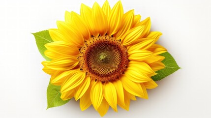 Obraz premium Closeup a yellow sunflower flower isolated on a white background. Generate AI image
