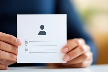 Person Holding a Checklist with Blank Spaces and Profile Icon