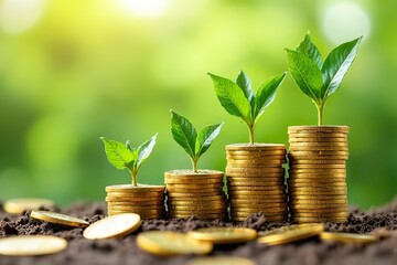 Growing wealth money and nature investment strategy outdoor environment financial growth concept