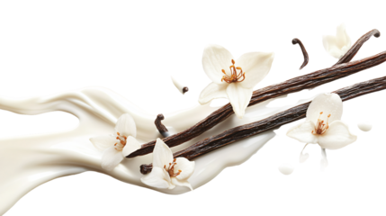 Exquisite Milk Splash with Vanilla Sticks for Culinary Creativity