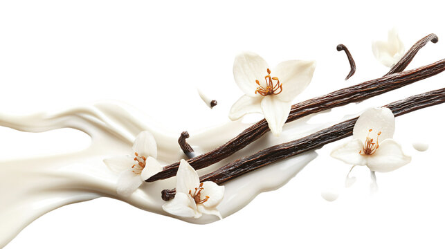 Exquisite Milk Splash with Vanilla Sticks for Culinary Creativity
