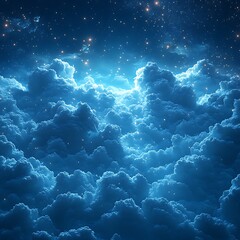 Fototapeta premium Enchanting Blue Clouds with a Starry Night Glow