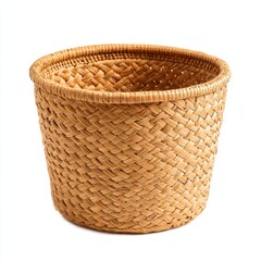 Woven basket container close up on white background