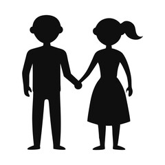 black silhouette of a couple holding hands