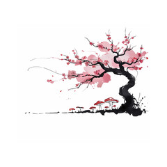 Naklejka premium cherry blossom tree vector icons isolated on white background