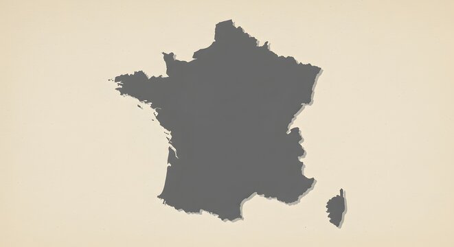 Outline of France displayed on a neutral background highlighting geographic features and shape in a minimalist style Generative AI