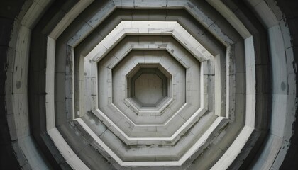 Obraz premium Top-down shot of concentric geometric forms carved in concrete, high contrast light and shadow, brutalist minimalism.