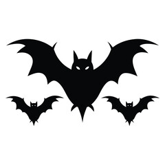 Flying Bat Silhouettes – Spooky Halloween Vector Illustration
