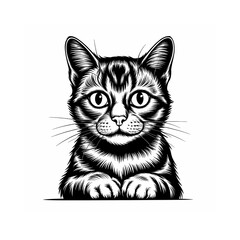 Obraz premium Colouring vector illustration of a funny cat black face design isolated on white background 