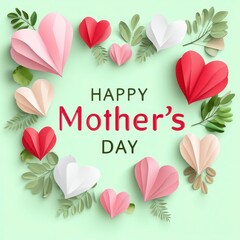 Colorful Paper Hearts and Leaves for Mother's Day Celebration