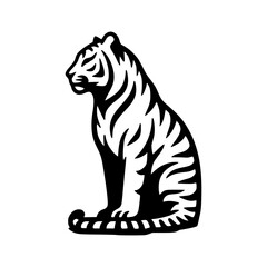 Obraz premium Vector illustration of a tiger with black stripes on a white background