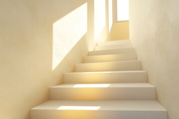 Naklejka premium Modern beige interior staircase