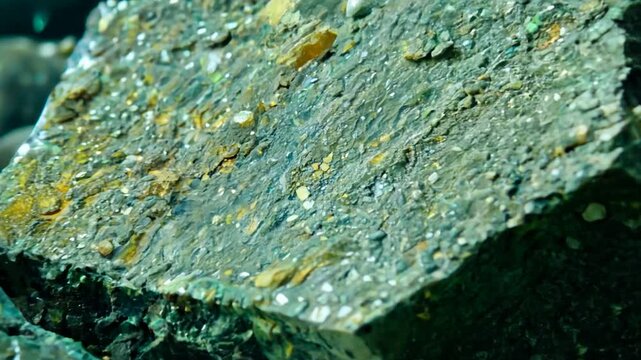 pile of mined uranium ore, zoom in. 4K
