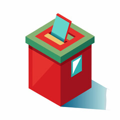 Isometric Voting Box With Ballot Paper Shows Election Process And Democratic Participation Political Decision Making Simple Minimal Design