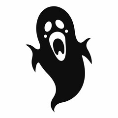 Obraz premium Black And White Spooky Halloween Ghost Silhouette Illustration For Festive Decor And Design Elements
