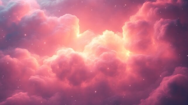 Pink Clouds and Distant Stars A Celestial Scene