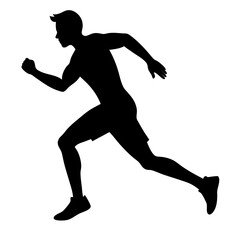 Silhouette Vector Of A Male Runner In Action Speed And Motion Graphic Element For Sports And Athletics Designs Isolated On White Background