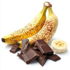 Two bananas and chocolate pieces