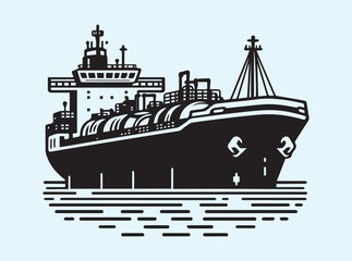 Obraz premium Simplified Tanker Ship Silhouette Art