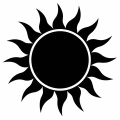 Stylized Sun Icon With Sharp Rays Black And White Sunny Graphic Design Element For Summer Tropical Or Astrological Projects