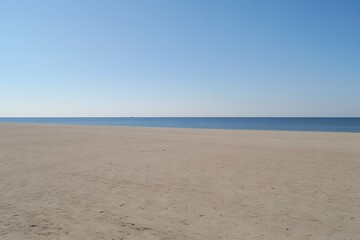 Serene Beach Landscape Calm Ocean Sand Sky