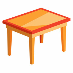 Isometric Cartoon Table Illustration With Orange And Red Colors On A White Background For Design Resources