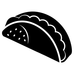 Taco Silhouette Illustration For Mexican Food And Fast Food Concepts Simple Black And White Design