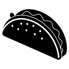 Monochrome Taco Graphic Illustration Icon Representing Mexican Cuisine And Fast Food Restaurants Ideal For Logos And Designs