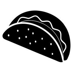 Simple Monochrome Taco Clipart Icon Mexican Food Vector Illustration Traditional Culinary Treat Emblem For Fast Food Restaurants