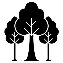 Monochromatic Silhouette Of Three Trees Showing Their Crowns And Trunks Simplistic Icon For Nature Forest Or Park Symbol For Ecology And Environment