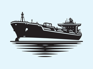 Obraz premium Black Contour of Shipping Tanker