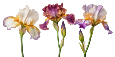 Beautiful iris flowers showcase vibrant colors and delicate petals, creating stunning display of nature artistry