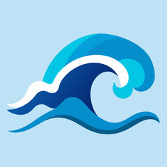 Stylized Blue Sea Wave Vector Illustration On Light Blue Background Fresh Ocean Graphic Modern Design Suitable For Summer Theme