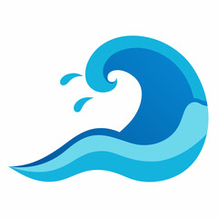 Stylized Blue Wave Illustration With Swirl And Water Droplets Perfect For Marine And Sea Themed Design Projects And Creative Compositions