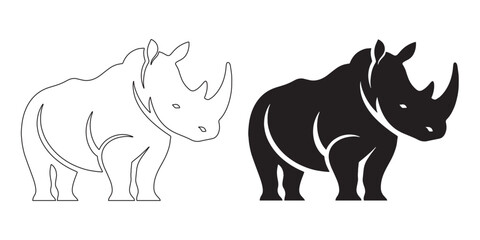 Simple rhino silhouette – elegant and clean vector icon for safari graphics – rhino silhouette – rhino vector – rhino illustration – rhino outline – rhino icon – rhino line art

