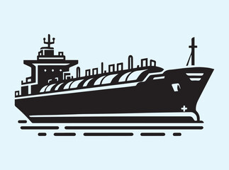 Obraz premium Marine Tanker Ship in Silhouette Style