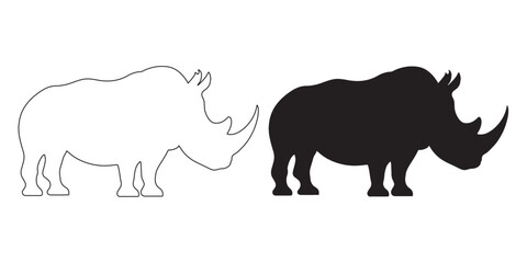 Animal conservation rhino vector – stylized silhouette for awareness campaigns – rhino silhouette – rhino vector – rhino illustration – rhino outline – rhino icon – rhino line art

