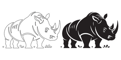 Vector outline of a rhinoceros – elegant design for safari tours and nature labels – rhino silhouette – rhino vector – rhino illustration – rhino outline – rhino icon – rhino line art

