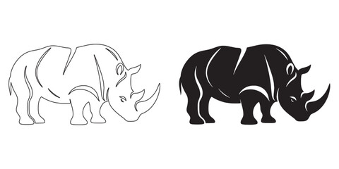 Artistic rhino silhouette – creative African wildlife design for exotic branding – rhino silhouette – rhino vector – rhino illustration – rhino outline – rhino icon – rhino line art

