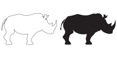 Clean rhino icon – stylized vector silhouette for mobile UI or wildlife prints – rhino silhouette – rhino vector – rhino illustration – rhino outline – rhino icon – rhino line art

