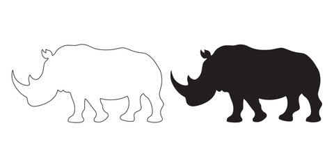 Stylized rhinoceros vector – edgy silhouette ideal for eco fashion or wild themes – rhino silhouette – rhino vector – rhino illustration – rhino outline – rhino icon – rhino line art

