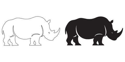 Rhino silhouette design – bold and thick-lined vector for adventure merchandise – rhino silhouette – rhino vector – rhino illustration – rhino outline – rhino icon – rhino line art


